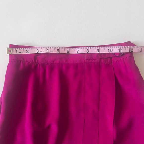 90s pink silk wrap midi skirt with pockets - Picture 7 of 8